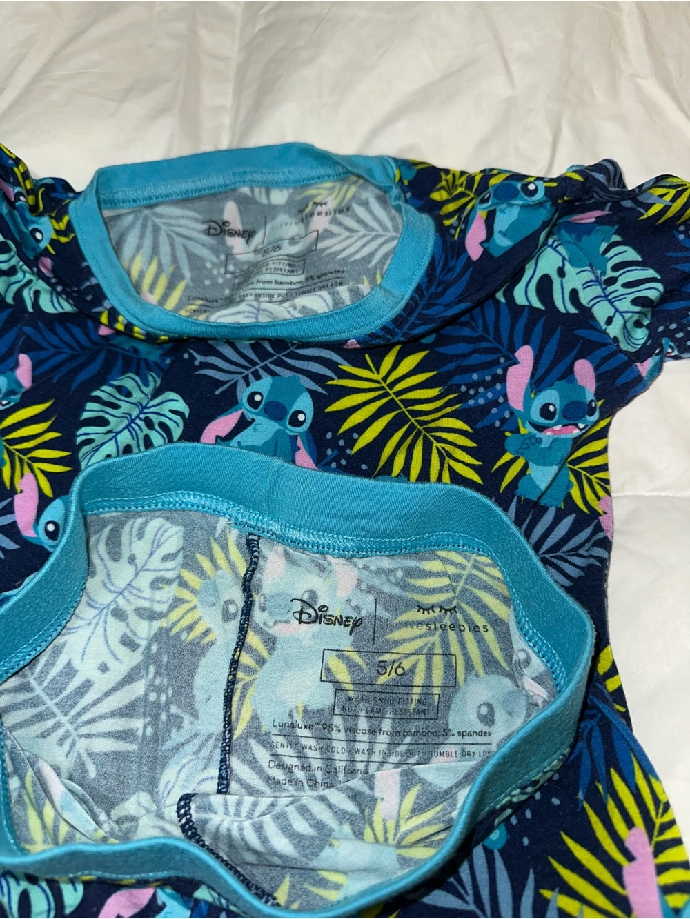 Little Sleepies Navy Tropical Print Pajama Set with Teal Accents - Picture 3 of 4
